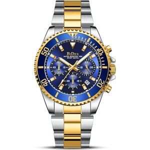Mens Watches Chronograph Stainless Steel Waterproof Wrist Watches for Men